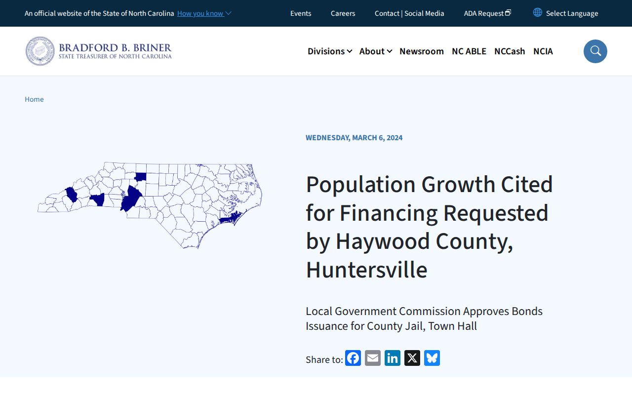 Haywood County Detention Center Annex expansion financing record