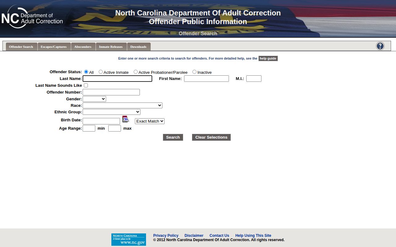 Haywood County released inmate NCDAC all-status offender search